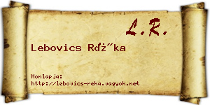 Lebovics Réka névjegykártya