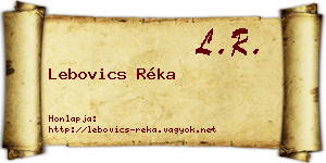 Lebovics Réka névjegykártya